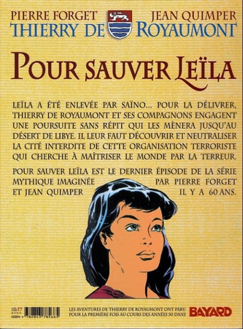 Verso de l'album Thierry de Royaumont Tome 6 Pour sauver Leïla