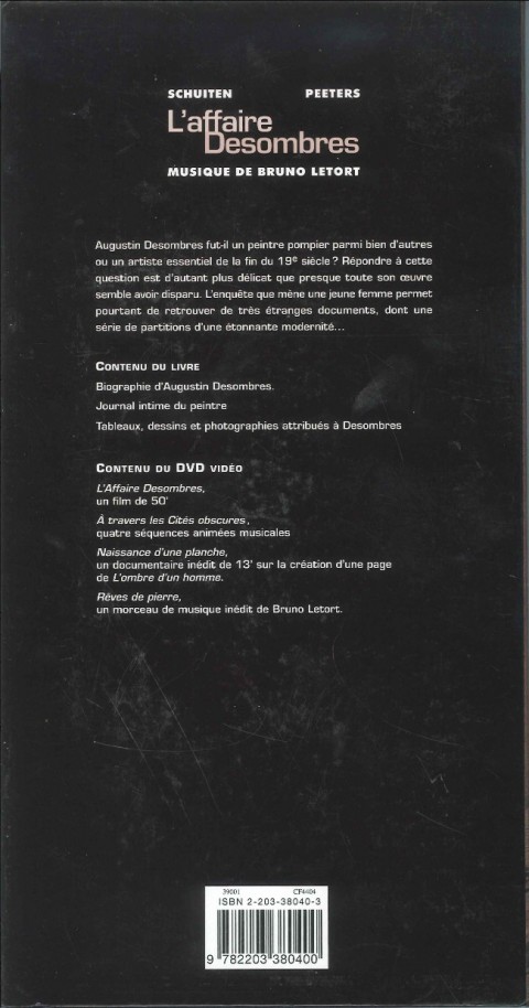 Verso de l'album Les Cités obscures L'affaire Desombres
