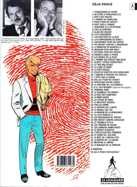 Verso de l'album Ric Hochet Tome 54 Le masque de la terreur