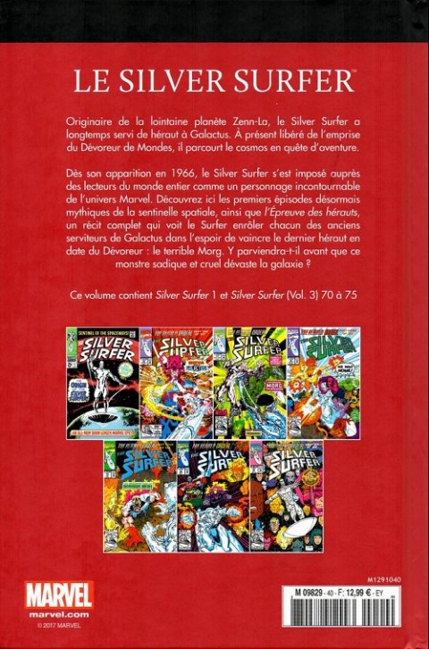 Verso de l'album Le meilleur des Super-Héros Marvel Tome 40 Le silver surfer