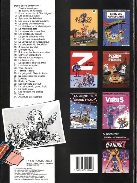 Verso de l'album Spirou et Fantasio Tome 34 Aventure en Australie