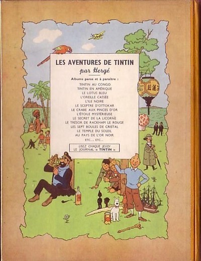 Verso de l'album Tintin Tome 15 Au pays de l'or noir