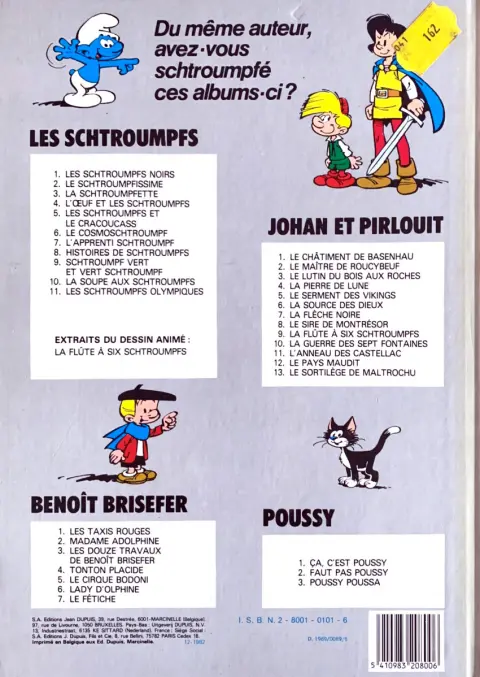 Verso de l'album Johan et Pirlouit Tome 7 La flèche noire