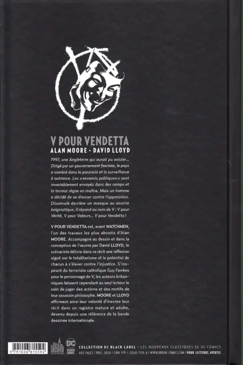 Verso de l'album V pour Vendetta Intégrale