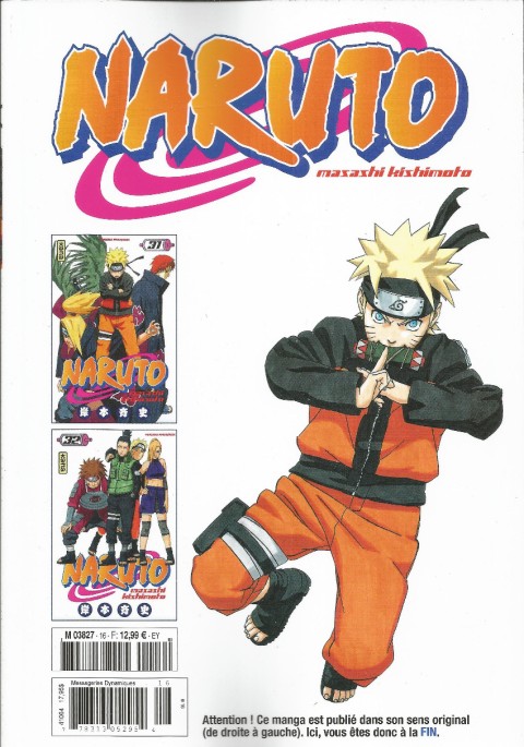 Verso de l'album Naruto L'intégrale Tome 16