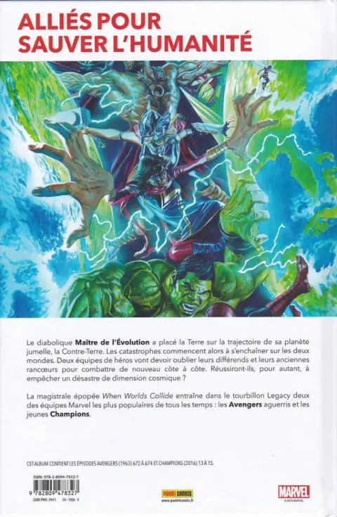 Verso de l'album Avengers / Champions Mondes en collision