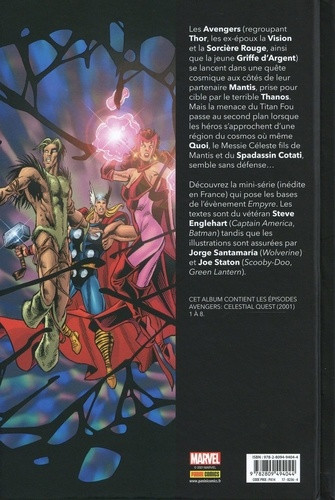 Verso de l'album Avengers : Quête Céleste