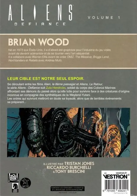 Verso de l'album Aliens : Defiance 1