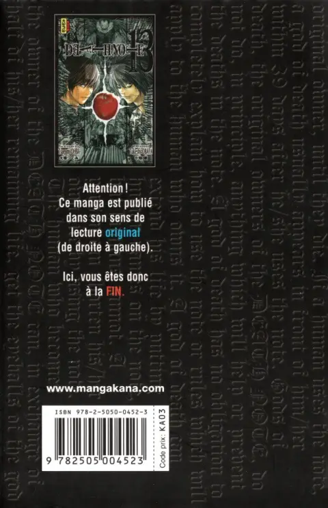 Verso de l'album Death note 13 How to read - La vérité