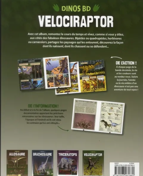 Verso de l'album Dinos BD 1 Velociraptor - Le voleur rapide