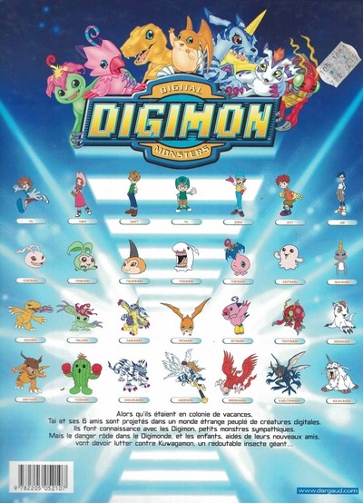 Verso de l'album Digimon Tome 1 La digivolution