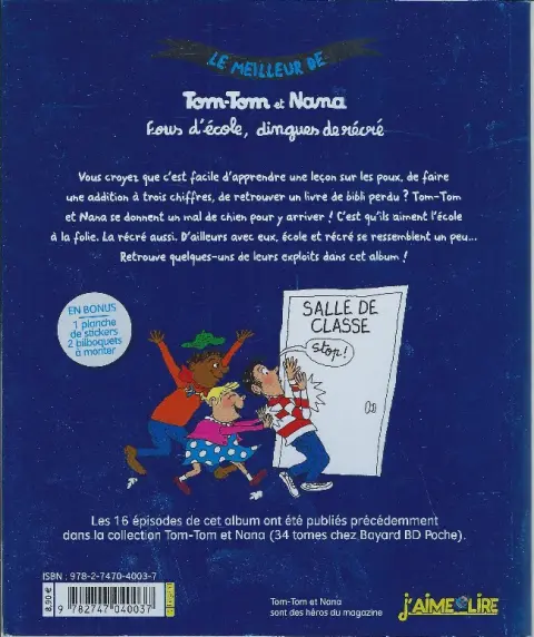 Verso de l'album Le meilleur de Tom-Tom et Nana Tome 2 Fous d'école, dingues de recré