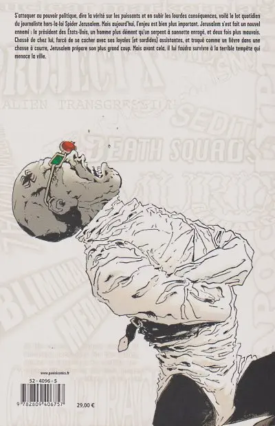Verso de l'album Transmetropolitan Tome 4 Éloge funèbre