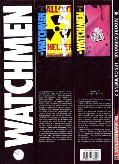 Verso de l'album Watchmen (Les Gardiens) Tome 2 Dr Manhattan
