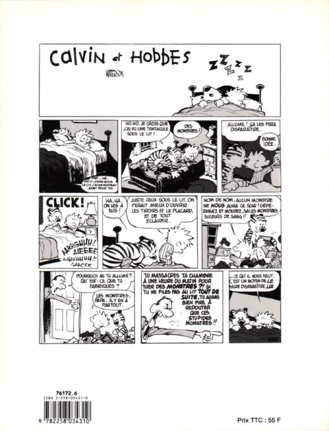 Verso de l'album Calvin et Hobbes Tome 1 Adieu, monde cruel !