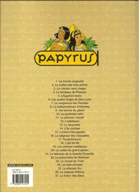 Verso de l'album Papyrus Tome 5 L'égyptien blanc