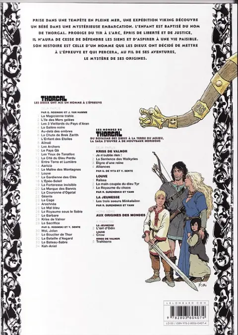 Verso de l'album Thorgal Tome 5 Au-delà des ombres