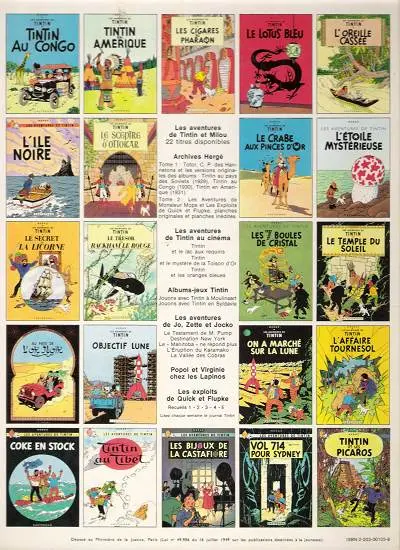 Verso de l'album Tintin Tome 4 Les cigares du Pharaon