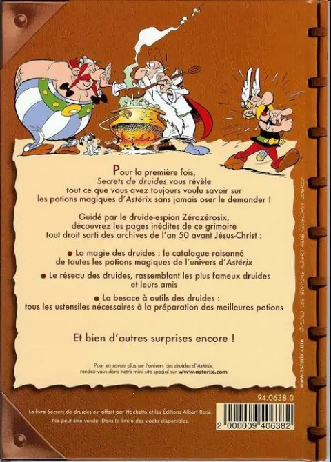 Verso de l'album Astérix Secrets de druides