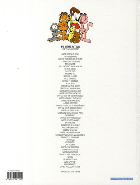 Verso de l'album Garfield Tome 47 Garfield un peu, beaucoup, à la folie