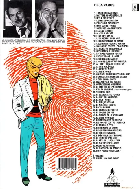 Verso de l'album Ric Hochet Tome 55 Qui a peur d'Hitchcock?