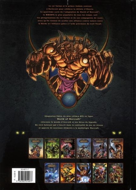 Verso de l'album World of Warcraft Soleil Productions Tome 11 L'Assemblée