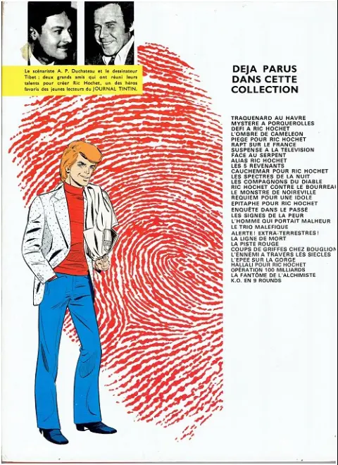 Verso de l'album Ric Hochet Tome 19 Les signes de la peur