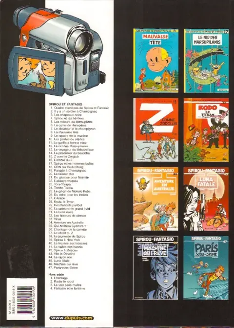 Verso de l'album Spirou et Fantasio Tome 13 Le voyageur du Mésozoïque