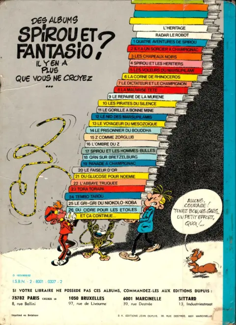 Verso de l'album Spirou et Fantasio Tome 23 Tora Torapa
