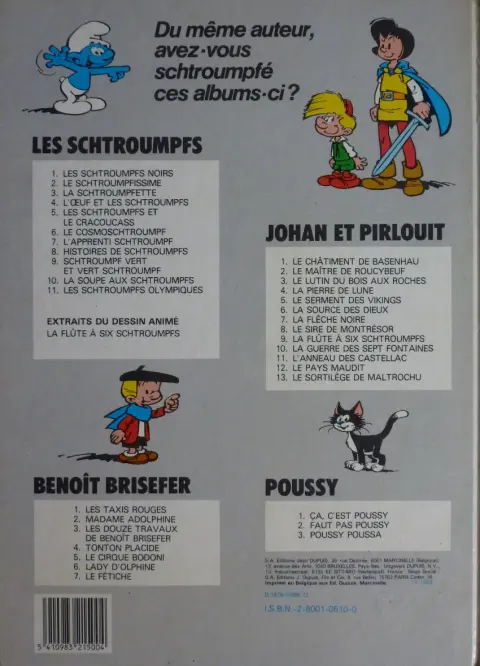 Verso de l'album Les Schtroumpfs Tome 10 La soupe aux Schtroumpfs