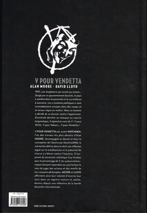 Verso de l'album V pour Vendetta