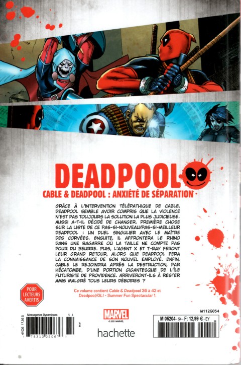 Verso de l'album Deadpool - La collection qui tue Tome 54 Cable & Deadpool : Anxiété de Séparation