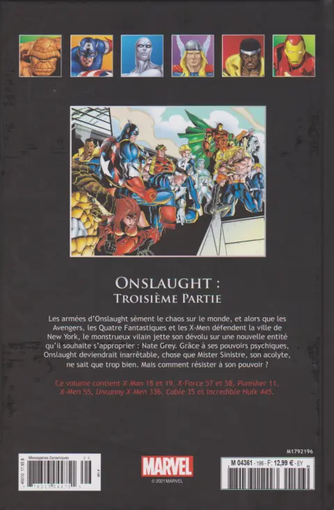 Verso de l'album Marvel Comics - La collection de référence Tome 196 Onslaught : Troisième Partie