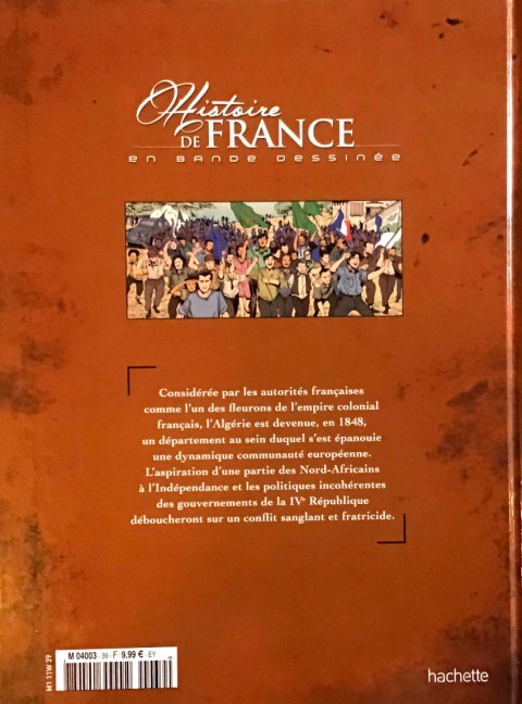 Verso de l'album Histoire de France en bande dessinée Tome 58 L'Algérie Française 1945-1962