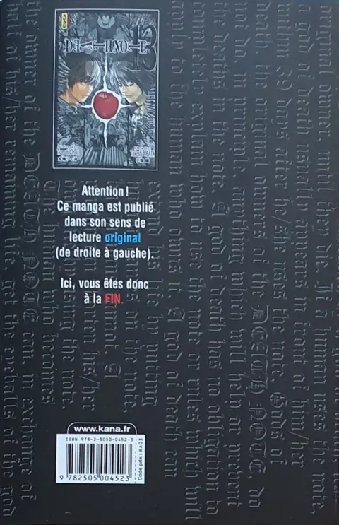 Verso de l'album Death note 13 How to read - La vérité