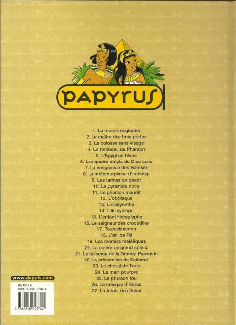 Verso de l'album Papyrus Tome 14 L'île cyclope