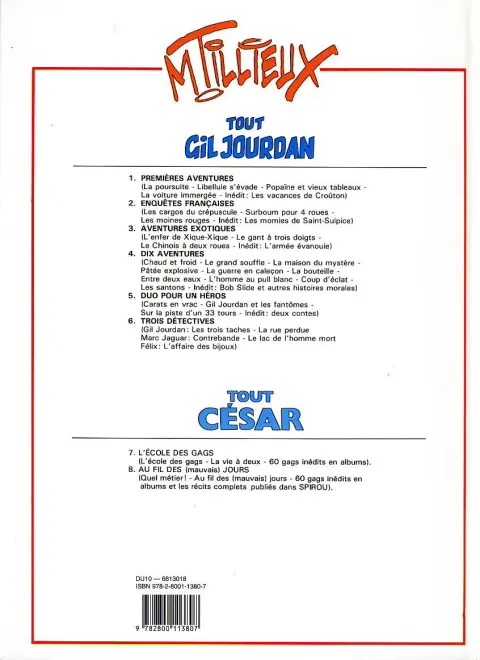 Verso de l'album Gil Jourdan Tout Gil Jourdan Tome 4 Dix aventures