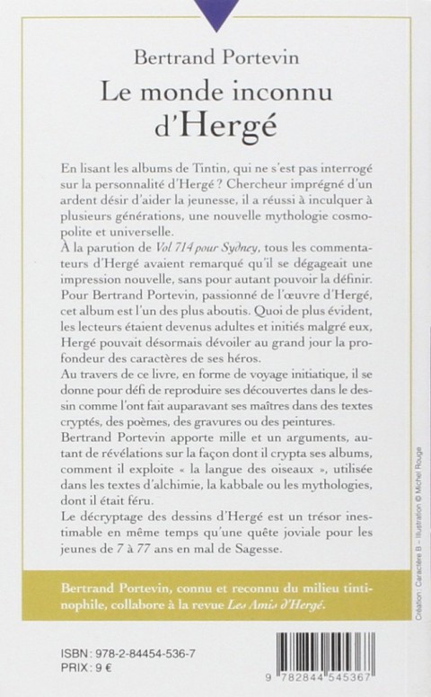 Verso de l'album Le Monde inconnu d'Hergé