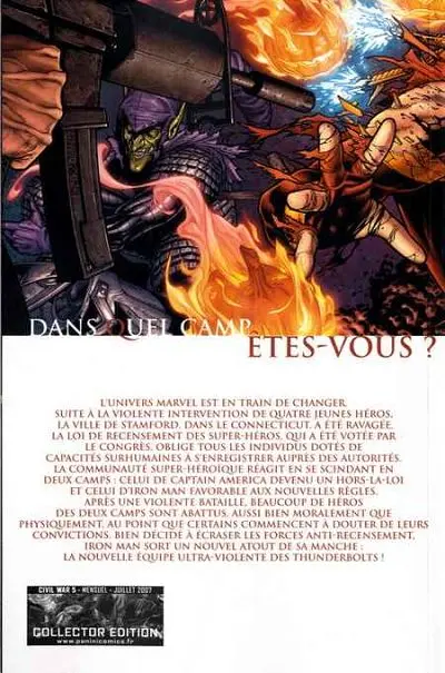 Verso de l'album Civil War Tome 5