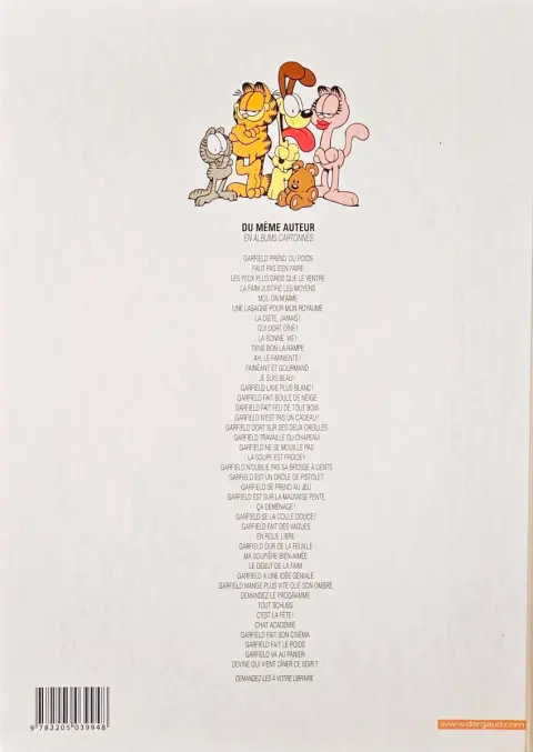 Verso de l'album Garfield Tome 12 Fainéant et gourmand