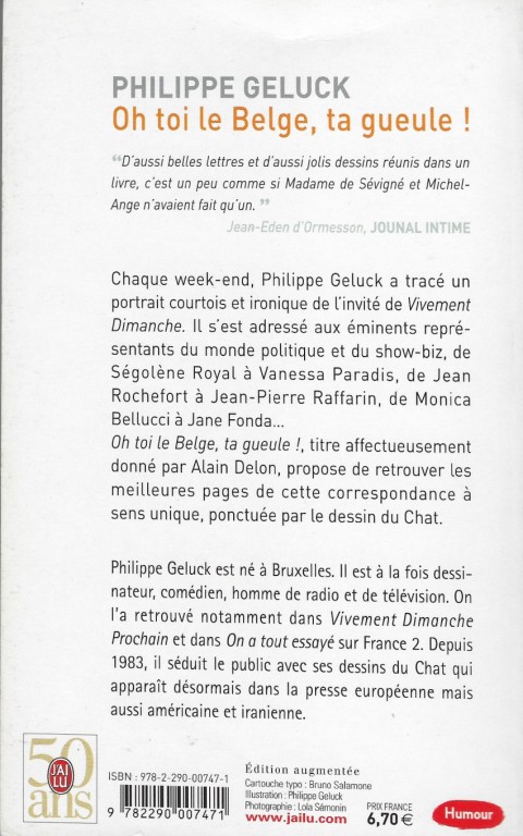 Verso de l'album Oh toi le Belge, ta gueule !