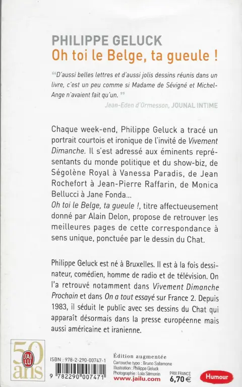 Verso de l'album Oh toi le Belge, ta gueule !