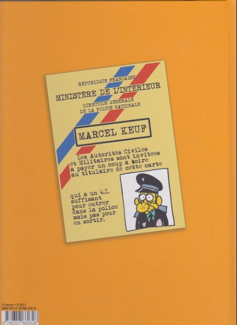 Verso de l'album Marcel keuf le flic