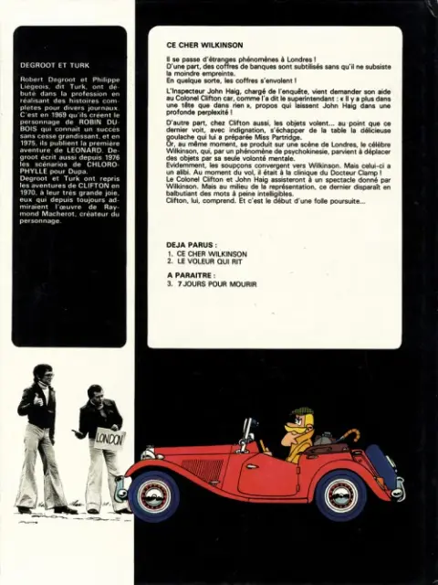 Verso de l'album Clifton Tome 1 Ce cher Wilkinson
