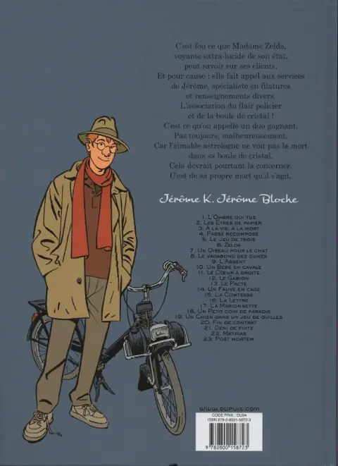 Verso de l'album Jérôme K. Jérôme Bloche Tome 6 Zelda