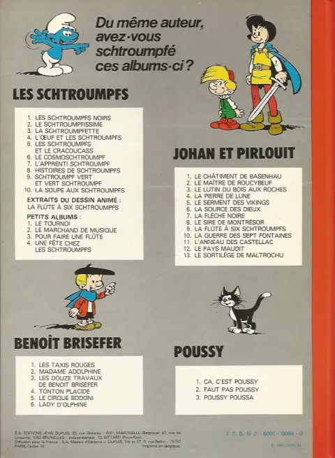 Verso de l'album Johan et Pirlouit Tome 5 Le serment des vikings