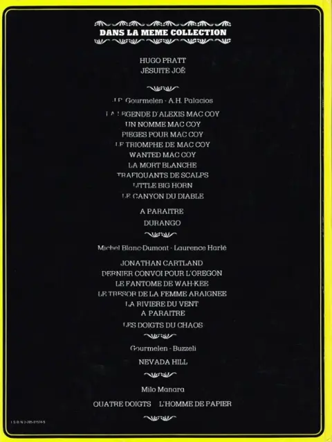 Verso de l'album Mac Coy Tome 8 Little Big Horn