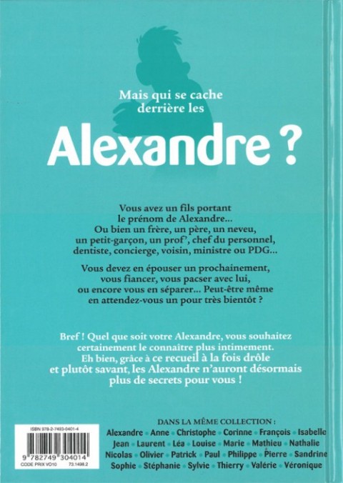 Verso de l'album L'Encyclopédie des prénoms en BD Tome 23 Alexandre