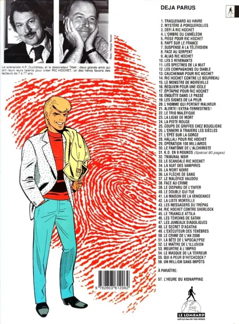 Verso de l'album Ric Hochet Tome 56 Un million sans impôts