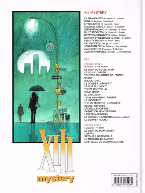 Verso de l'album XIII Mystery Tome 13 Judith Warner